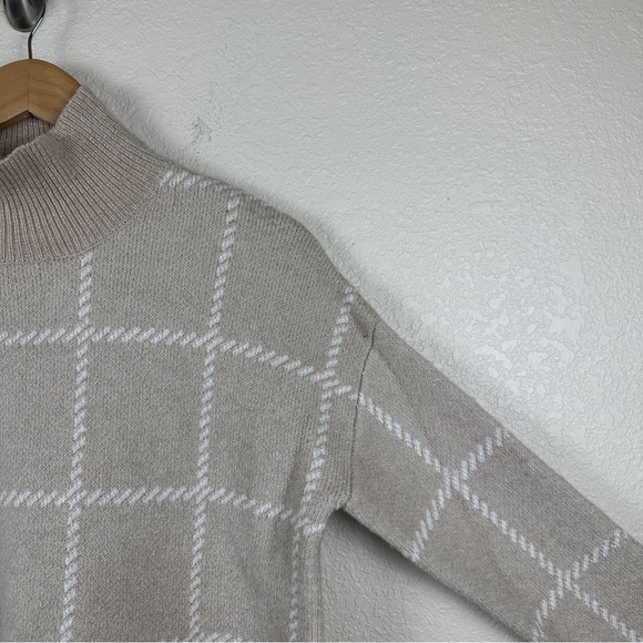 Rachel Zoe Window Pane Mock Neck Long Sleeve  Wool Blend Sweater Size Small - Picture 4 of 12